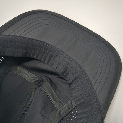 BYLT 5 Panel Black Hat One Size Slideback Laser Cut Mesh Premium Performance Cap