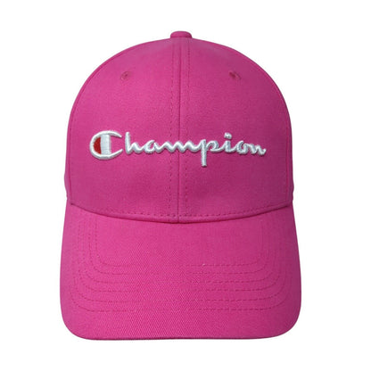 Champion Slideback Hat Pink One Size Embroidered Leather Strap 6 Panel