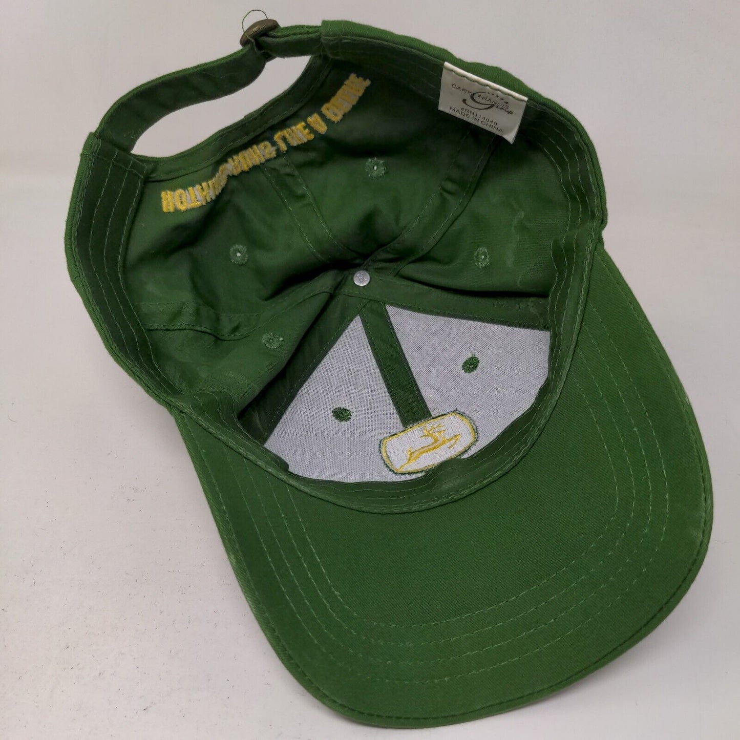 John Deere Mens Slideback Hat Green Yellow Embroidered Nothing Runs Like a Deere