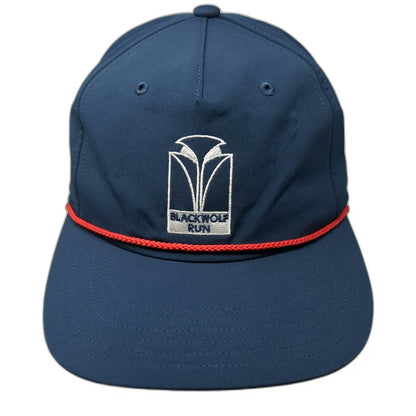 Adidas 5 Panel Blue One Size Hat Blackwolf Run Golf Rope Snapback Performance