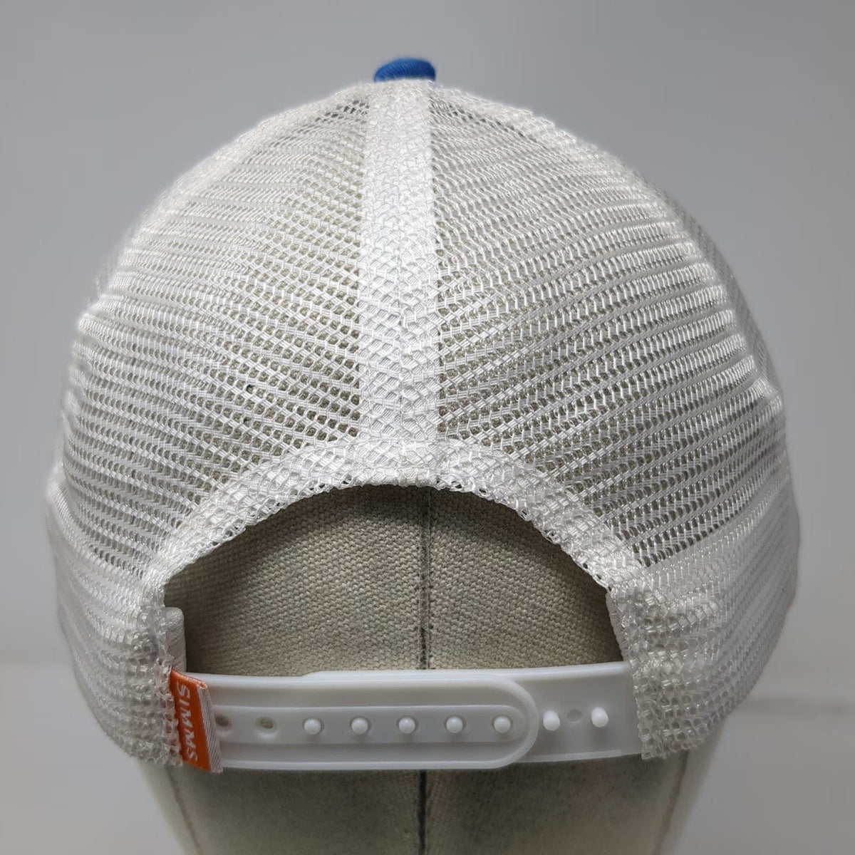 Simms Trucker Hat Blue White OSFM Tres Pescados Fly Shop Mesh Fishing Snapback