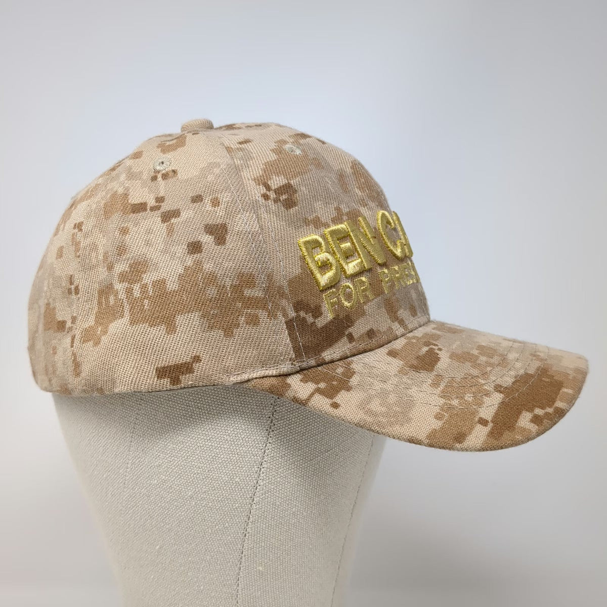 Ben Carson For President 2016 Baseball Cap Hat Digital Camo Beige One Size Gold