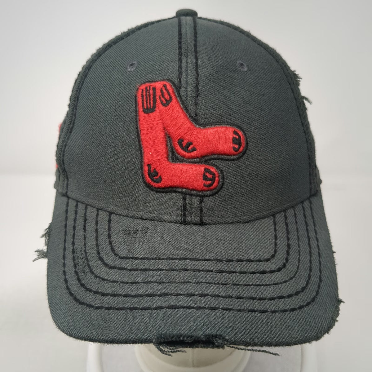 Boston Red Sox MLB 47 Brand Baseball Cap Gray Red M Distressed Cooperstown Hat