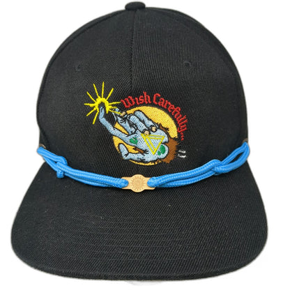 Findlay Snapback Hat Black One Size Wish Carefully Graphic Blue Rope Flat Brim