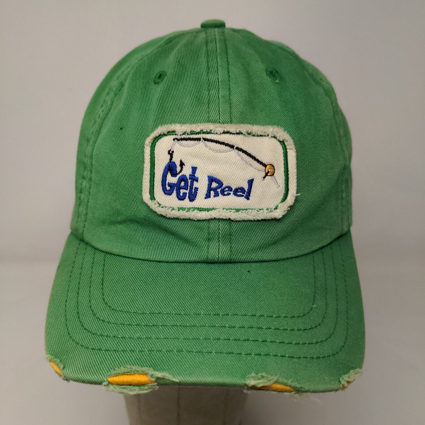 Bass Pro Shops Boy's Slideback Hat Green Distressed Patch Logo Get Reel Fishing