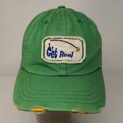 Bass Pro Shops Boy's Slideback Hat Green Distressed Patch Logo Get Reel Fishing