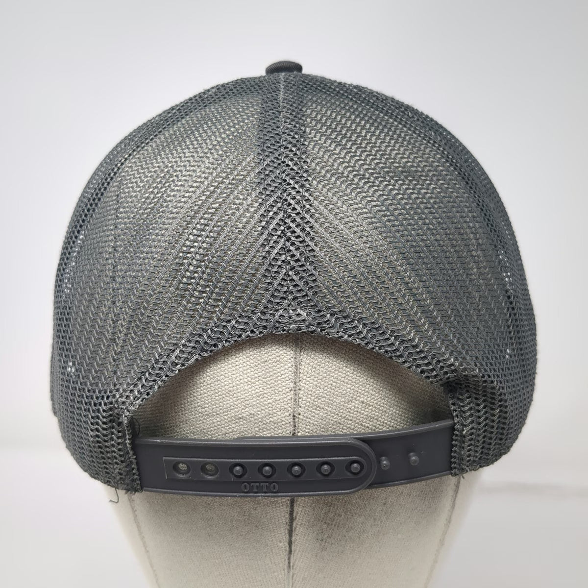 Otto Trucker Hat Gray OSFM Rome Station Oregon Leather Patch Adjustable Mesh Cap