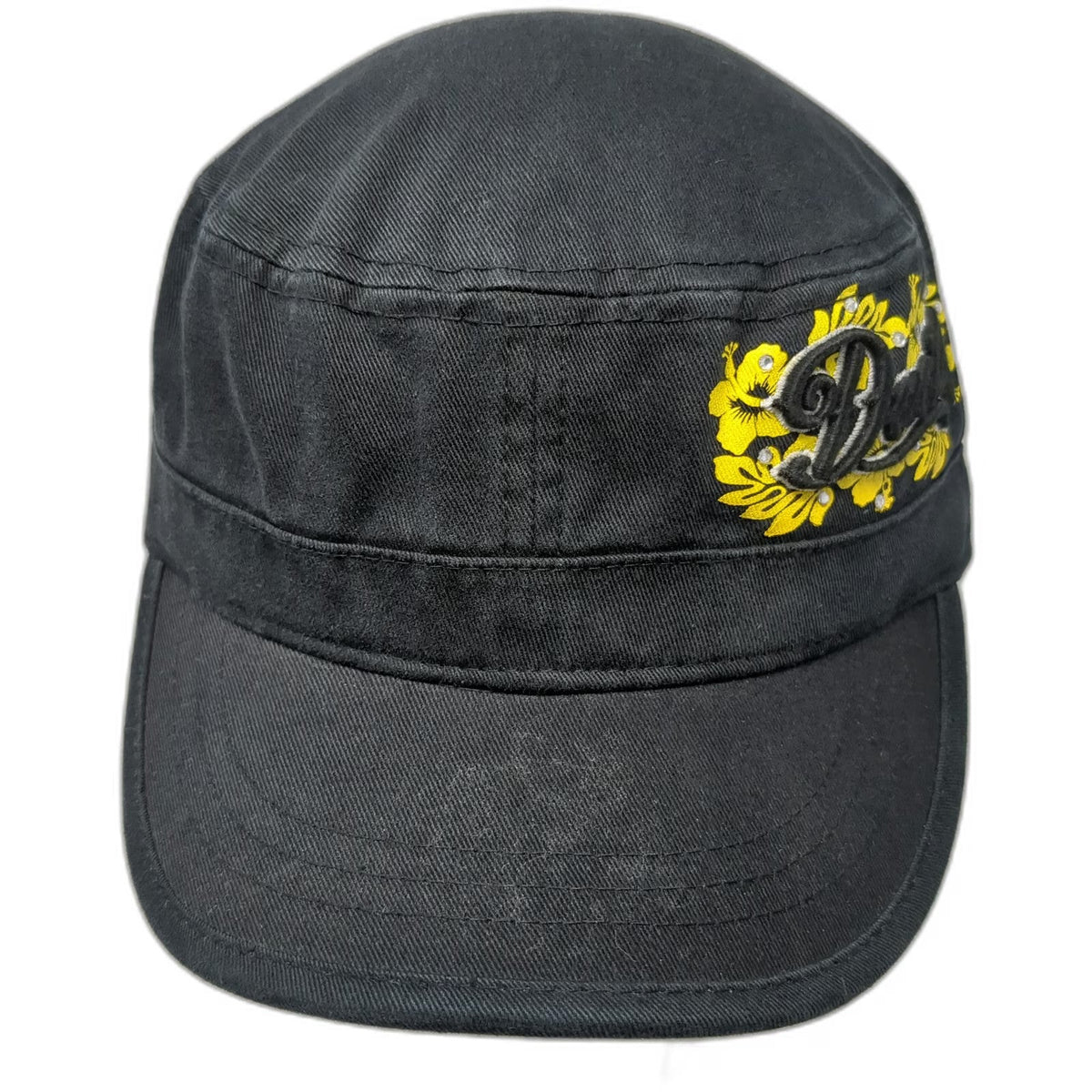 Oregon Ducks NCAA Zephyr Army Cap Black One Size Rhinestones Hibiscus Floral Hat