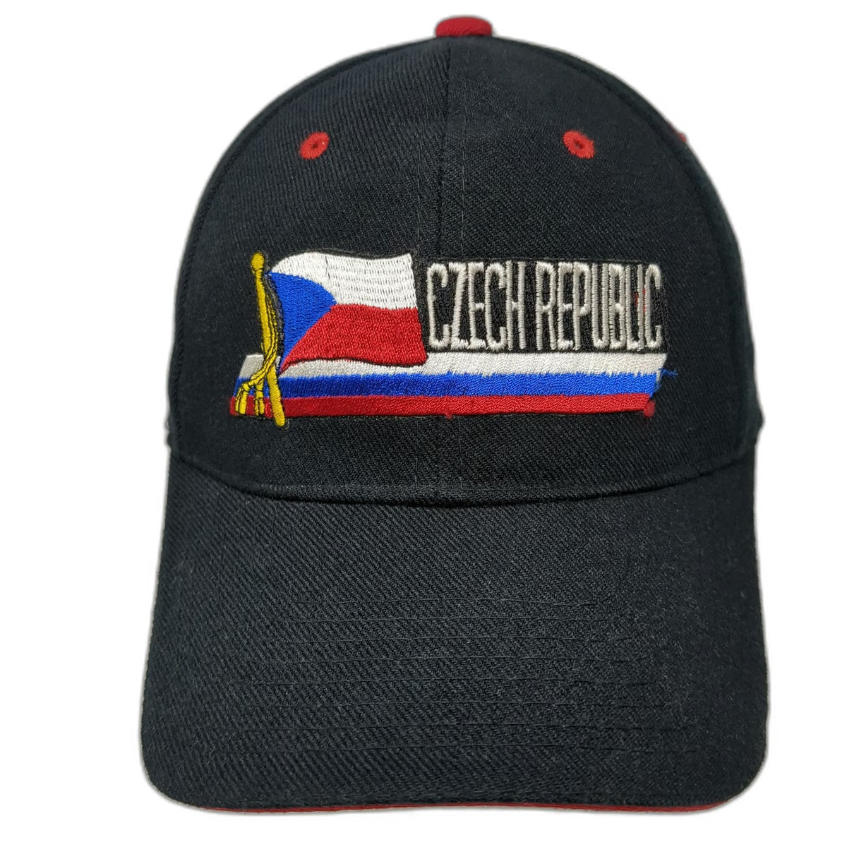 Czech Republic Flag Black One Size Baseball Cap Hat Acrylic Wool Red Underbill