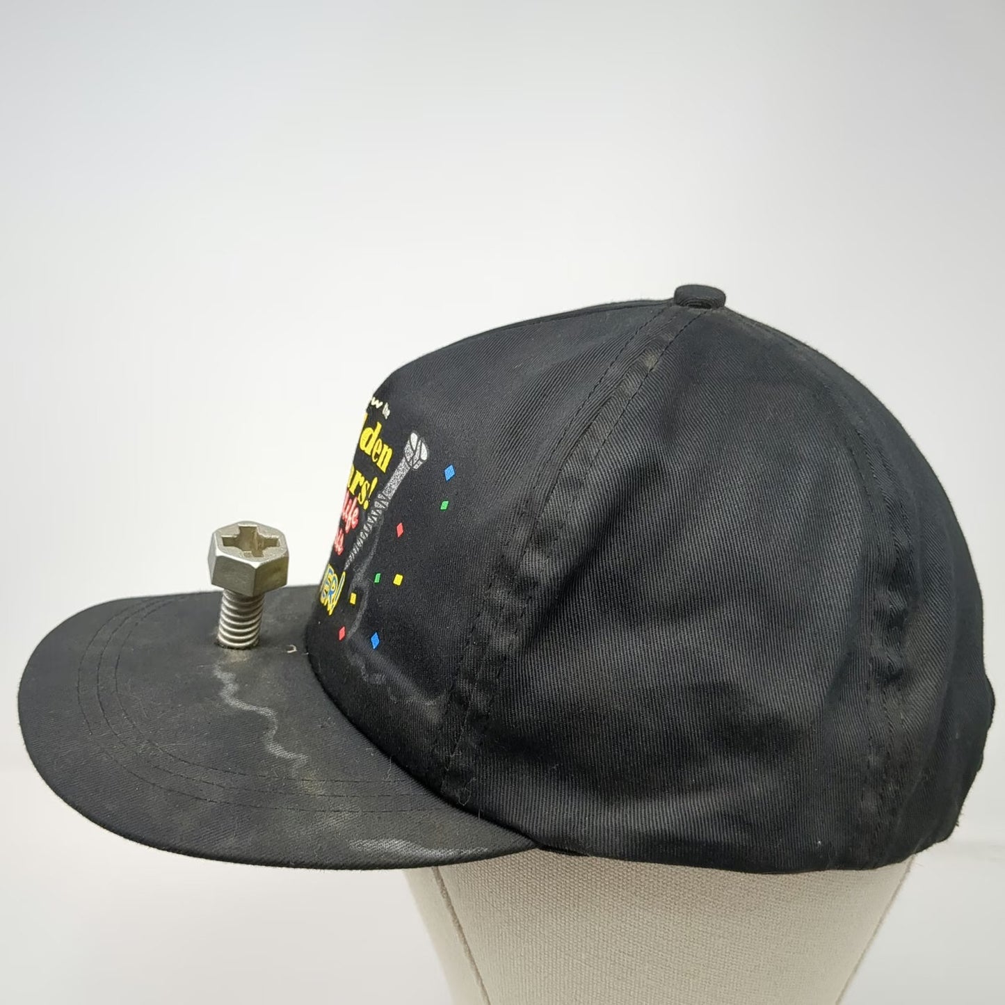 Papel Giftware 5 Panel Black Novelty Screw Midlife Crisis Snapback Hat Vintage