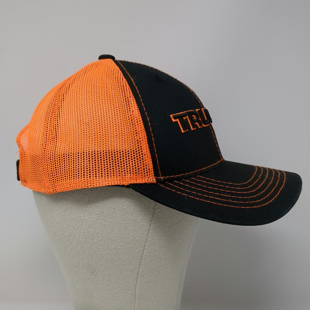 TRUGLO Baseball Cap Black Orange One Size Mesh Back Contrast Stitching Hat