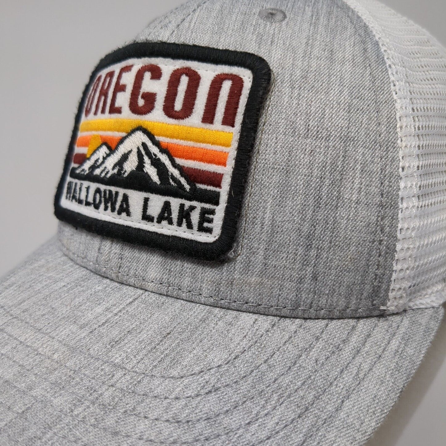 Oregon Wallowa Lake Snapback Trucker Hat Gray OS Adjustable Mesh Back Legacy