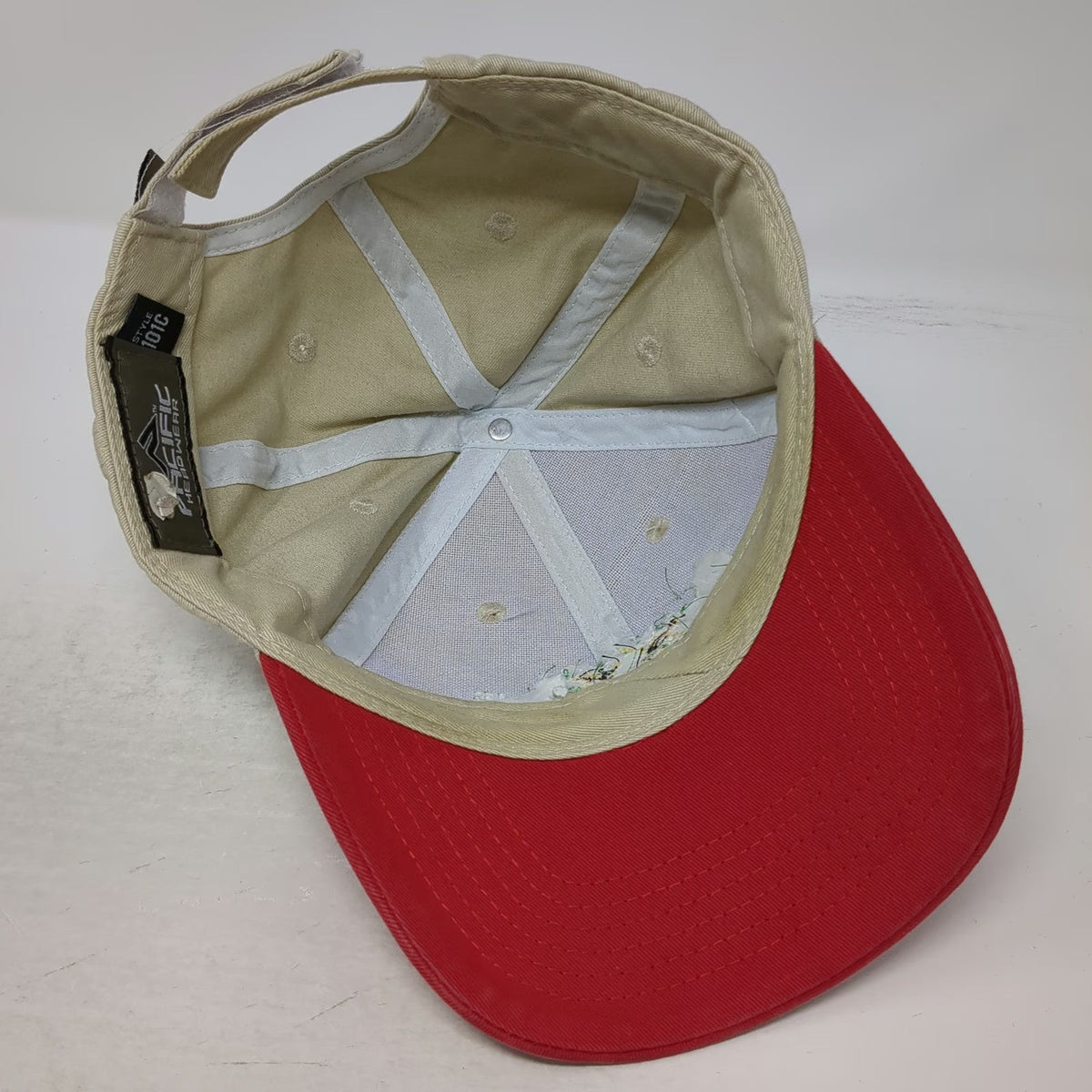 Pacific Headwear Baseball Cap Beige Red One Size Canaan Country Club Golf Hat
