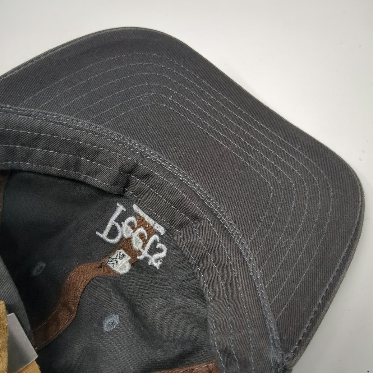 Peet's Coffee Baseball Cap Gray One Size Leather Strapback Hat Embroidered Logo
