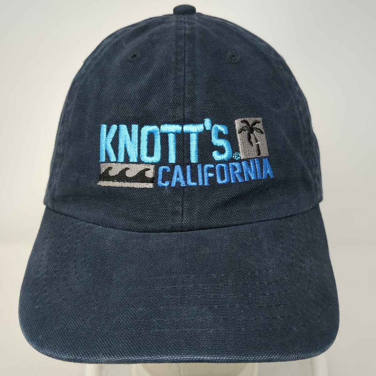 Quake City Caps Knott's California Palm Tree Wave Blue Baseball Cap One Size Hat