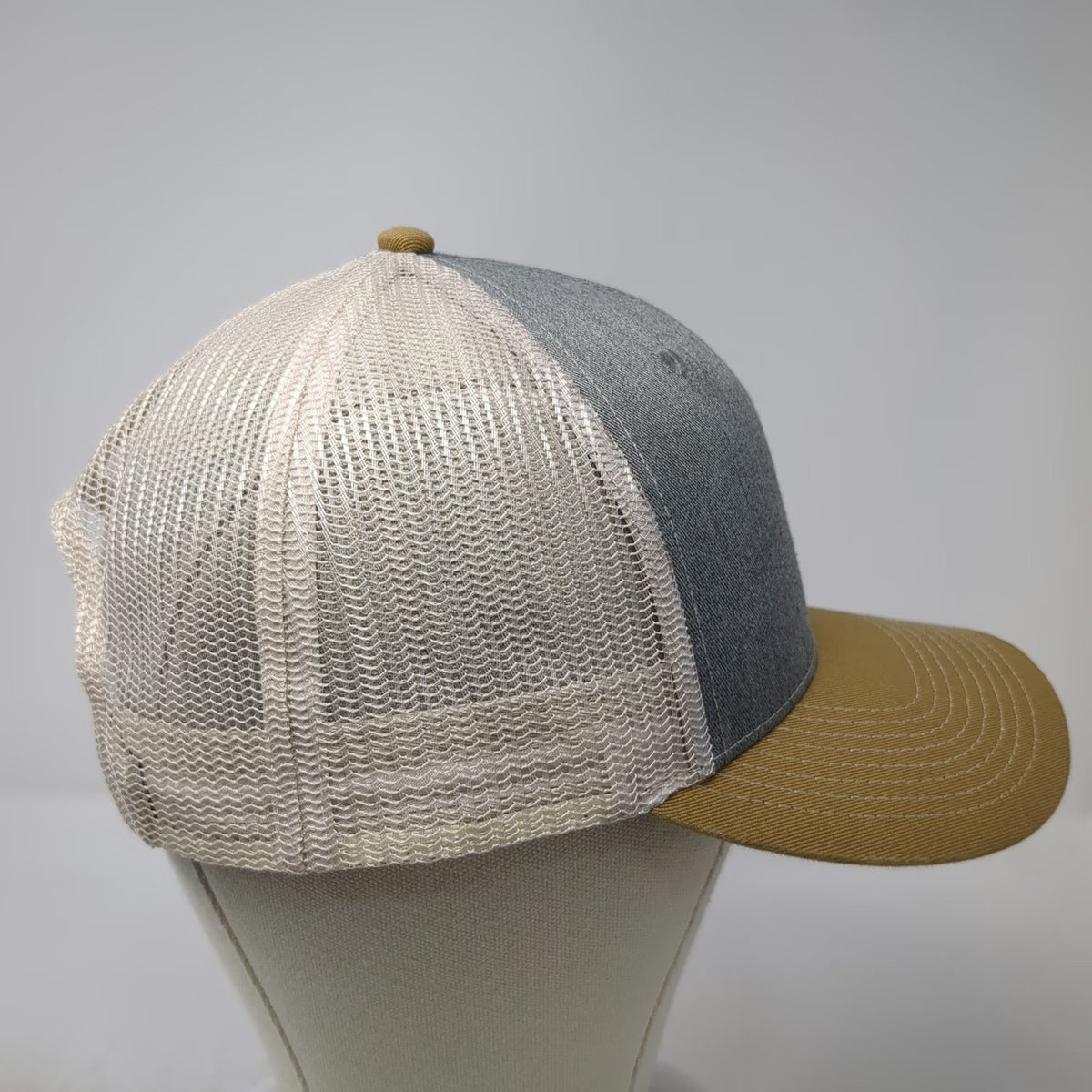 Fahrenheit Trucker Hat Gray Yellow One Size Shamrock Foods Logo Mesh Snapback