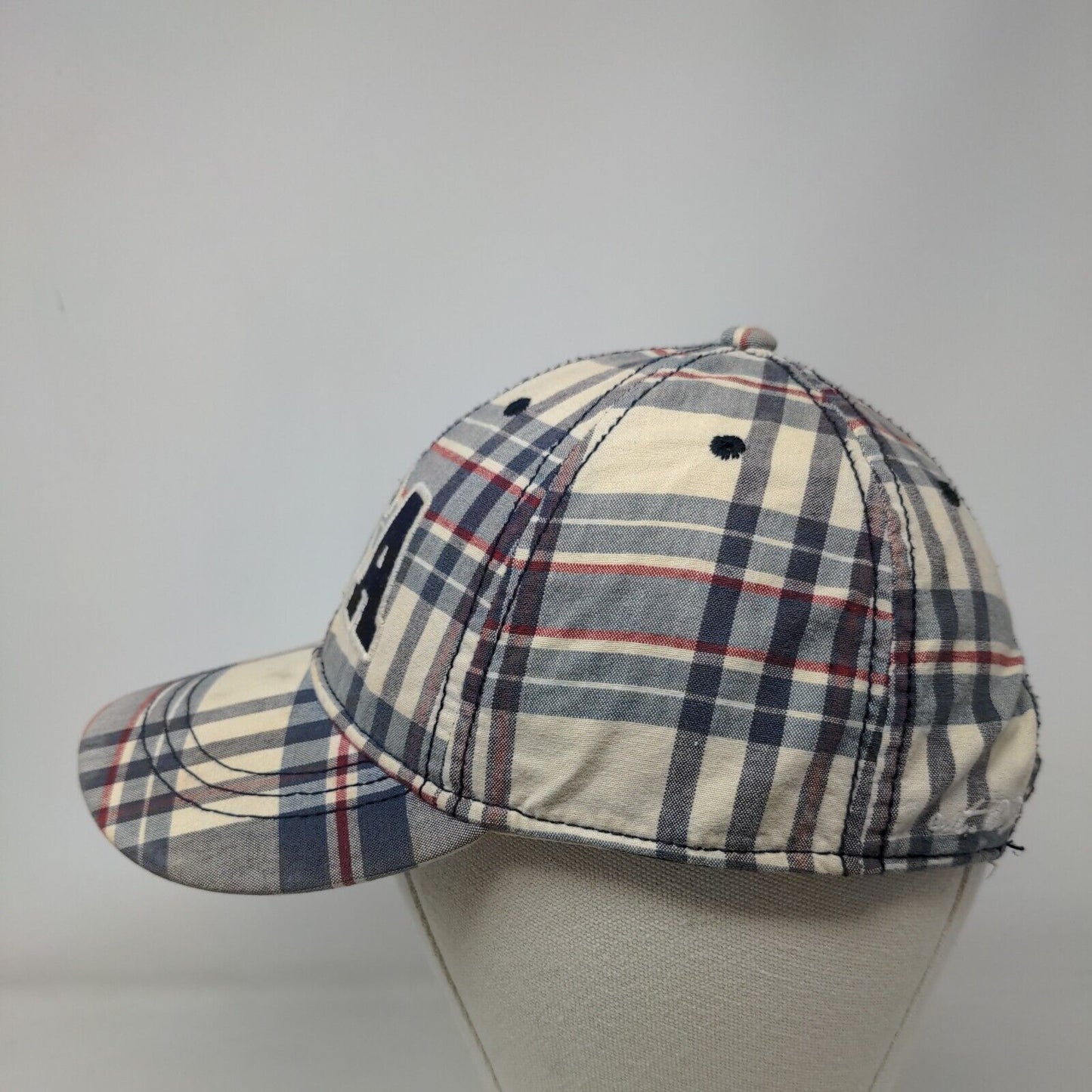 USA Strapback Hat Multicolor Size 4-7 Plaid Patriotic Embroidered 6 Panel