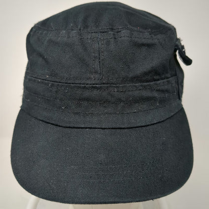 Baseball Cap Black One Size Side Pocket Slideback Adjustable Cotton Army Hat