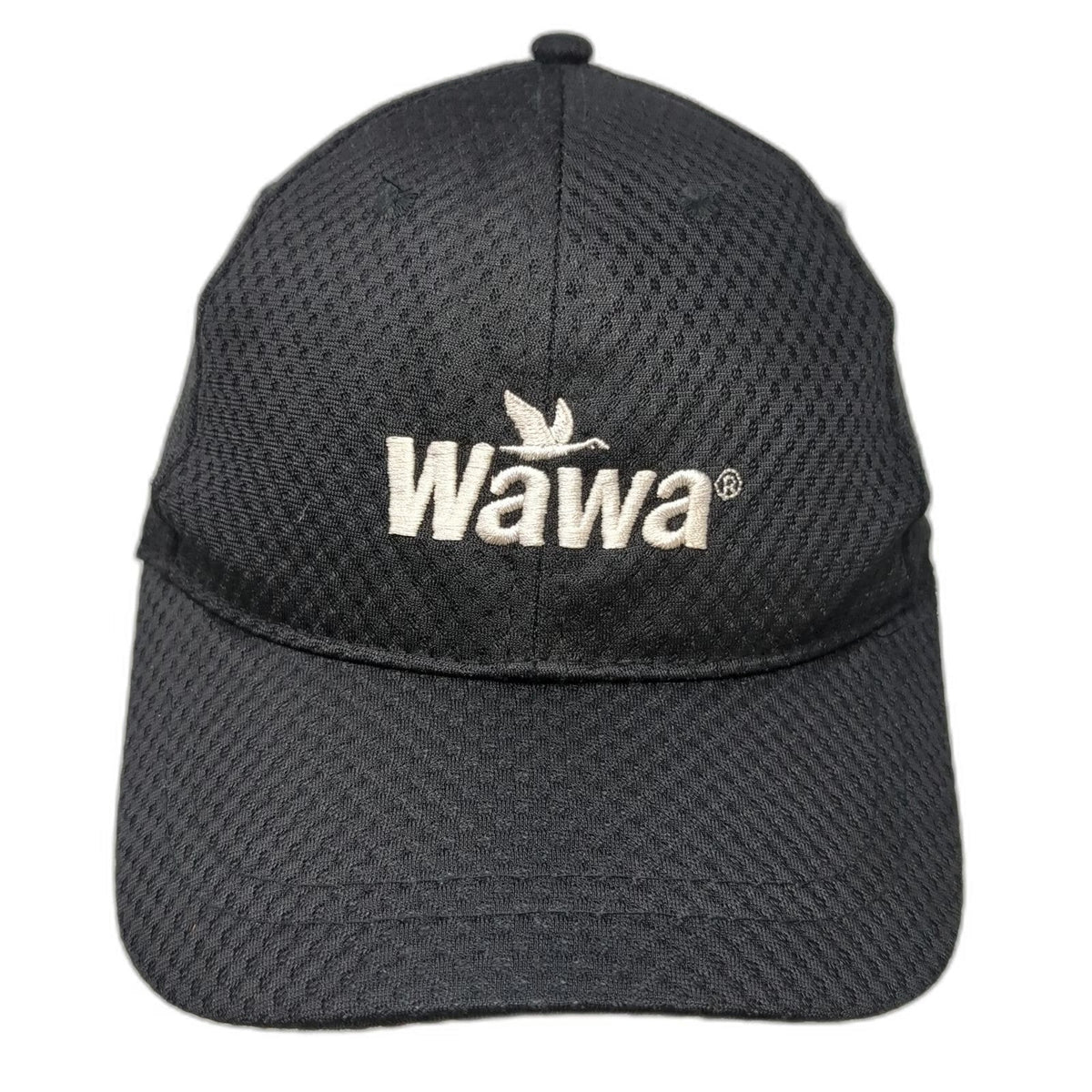 Wawa Baseball Cap Black One Size Performance Mesh Strapback Hat logo Embroidered