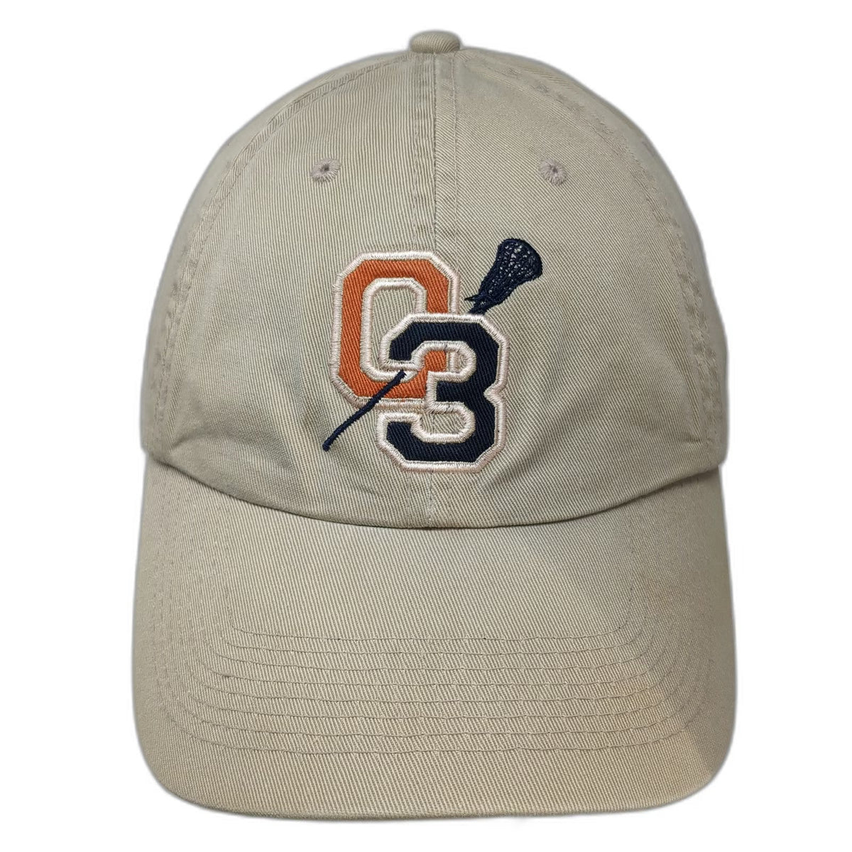 Utility Baseball Cap Beige One Size Lacrosse OS Stick Embroidered Hat Cotton