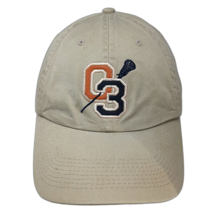 Utility Baseball Cap Beige One Size Lacrosse OS Stick Embroidered Hat Cotton