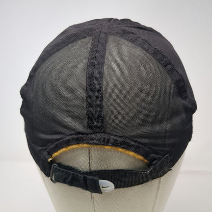Nike Baseball Cap Black One Size Mesh Back Reflective Gold Swoosh Running Hat