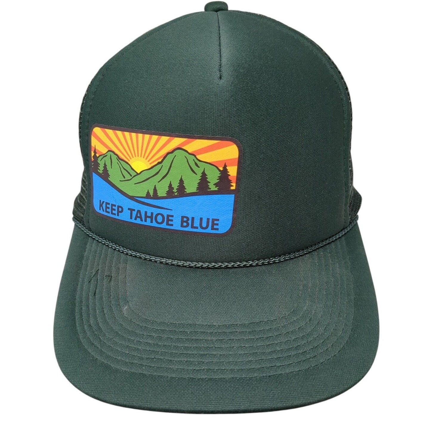 Keep Tahoe Blue Snapback Trucker Hat Green One Size Adjustable Mesh Back Rope