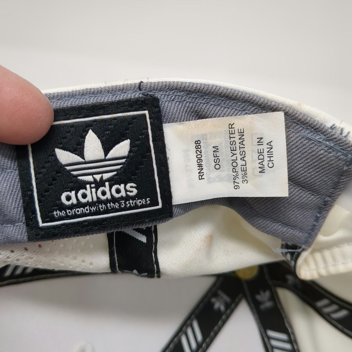 Adidas Snapback Hat White One Size Perforated 3-Stripes Rubberized Logo 6 Panel