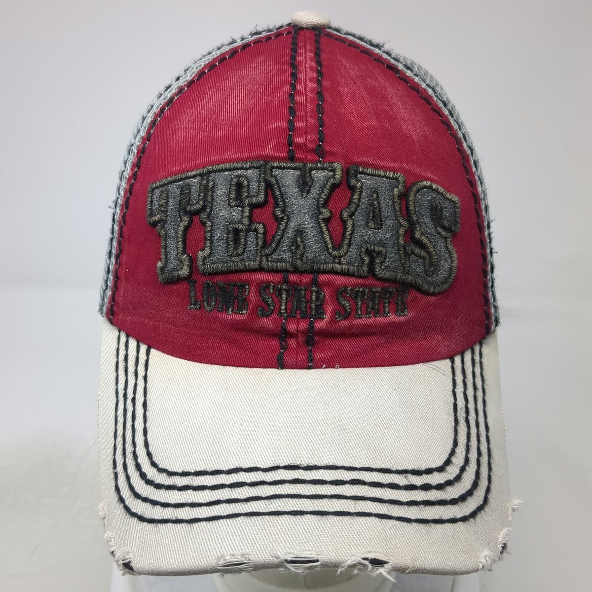 Robin Ruth Texas Baseball Cap Red One Size Distressed Snapback Mesh Souvenir Hat