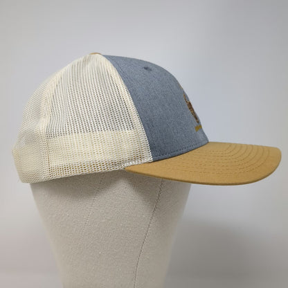 Richardson Trucker Hat Blue Beige L Mesh Snapback KattleGuard B & M Bull Logo