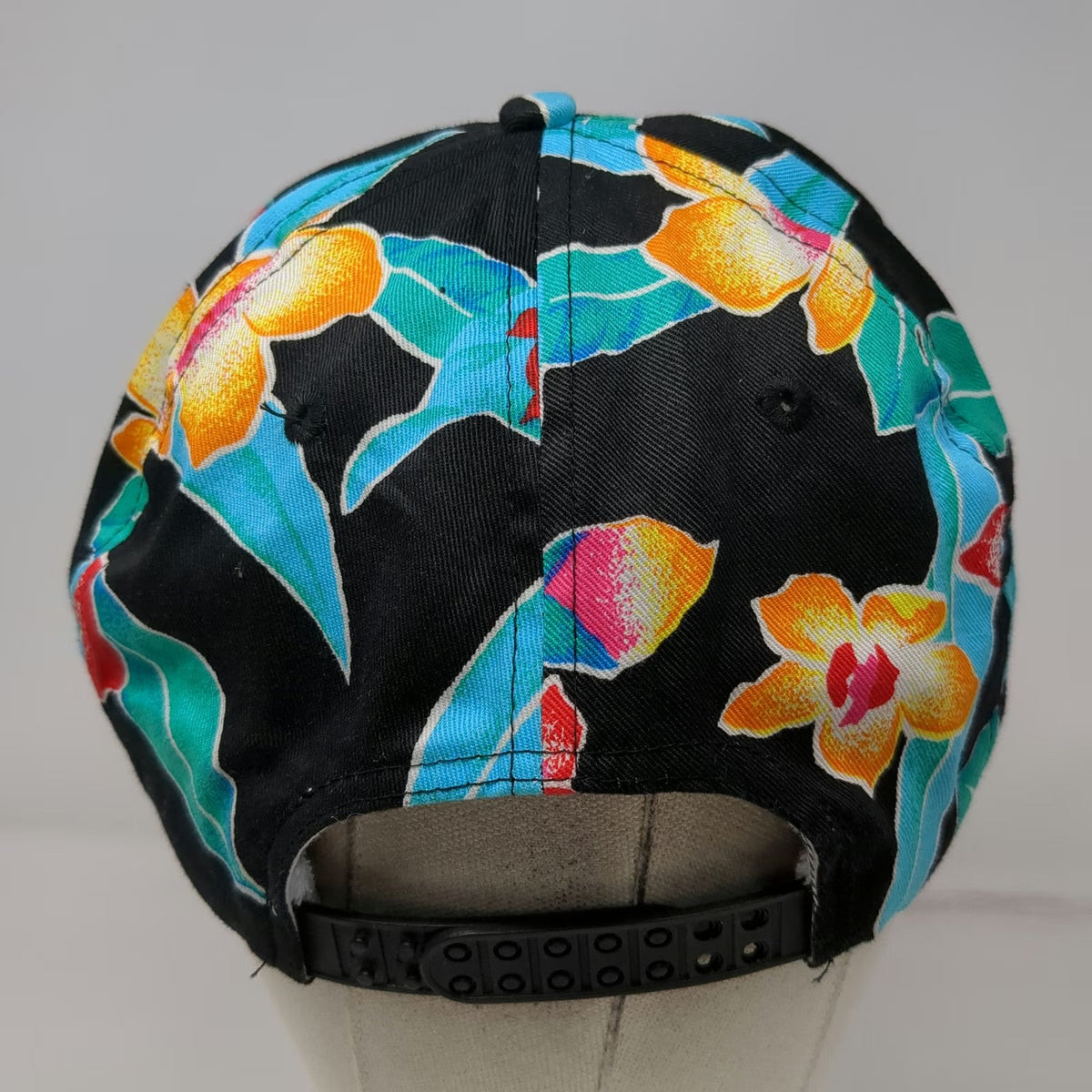 San Sun Simplot Hat 5 Panel Black Red Blue Yellow Floral Rope One Size Snapback
