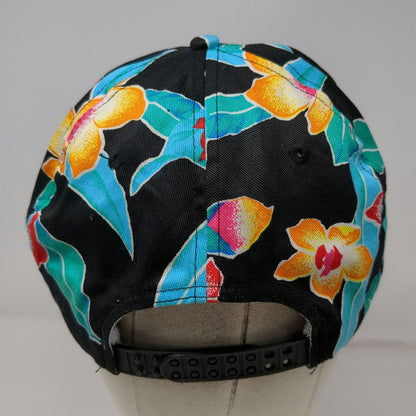 San Sun Simplot Hat 5 Panel Black Red Blue Yellow Floral Rope One Size Snapback