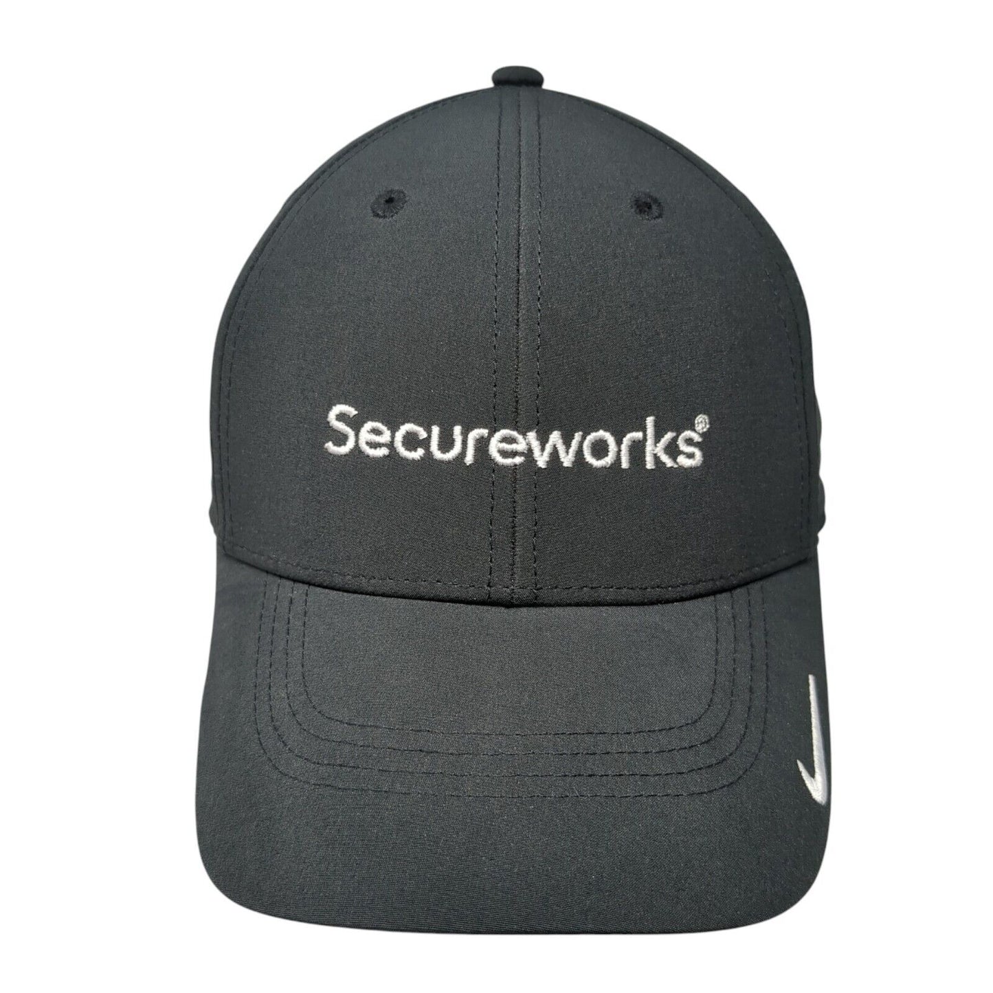 Secureworks Strapback Hat Black M/L Embroidered Swoosh Logo Dri-Fit Nike