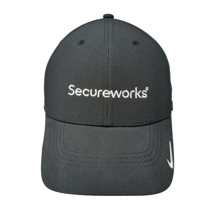 Secureworks Strapback Hat Black M/L Embroidered Swoosh Logo Dri-Fit Nike