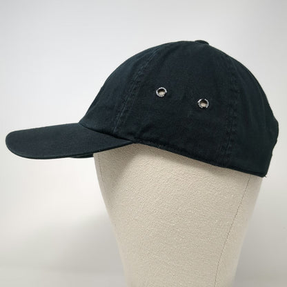 Adidas Baseball Cap Black One Size Trefoil Logo Cotton Slideback Eyelets Hat