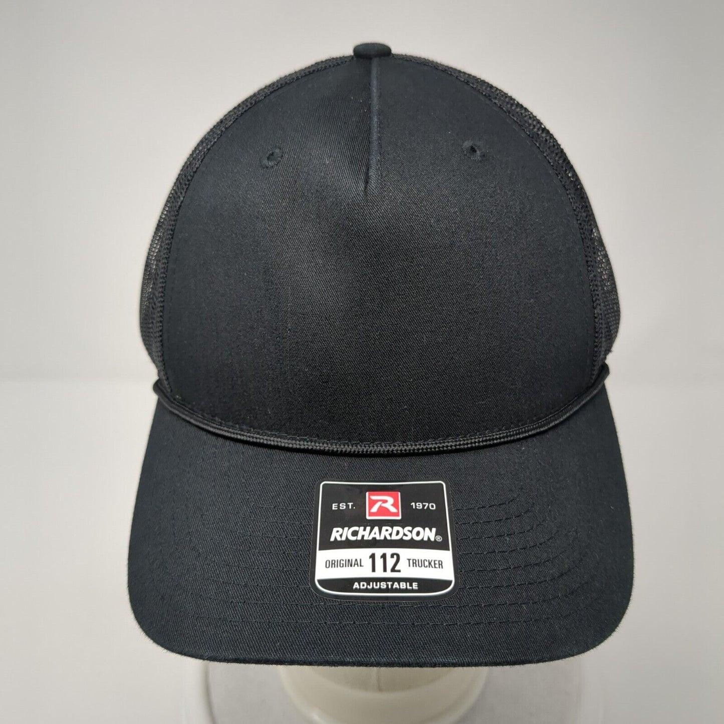 Richardson Snapback Trucker Hat Black One Size Adjustable Mesh Back Rope Blank