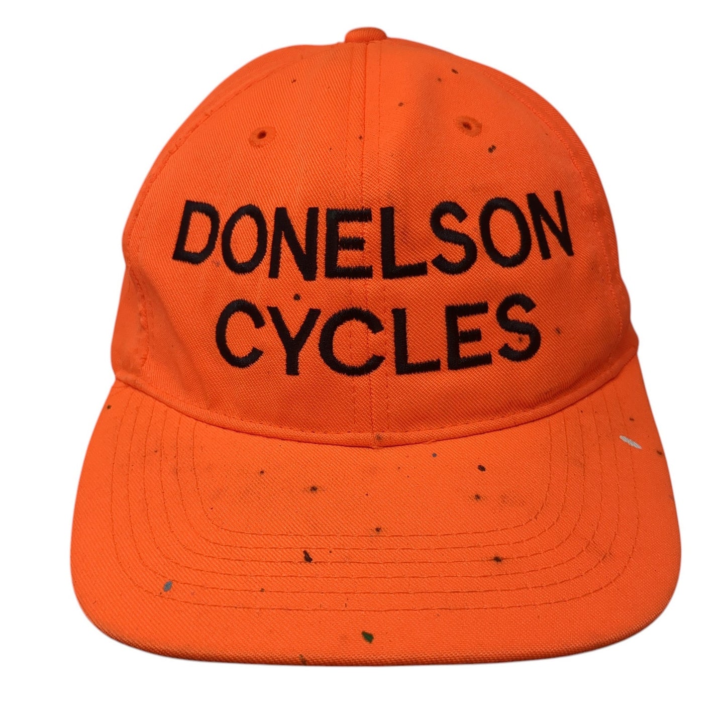 Donelson Cycles Snapback Hat Orange One Size Embroidered Speckled