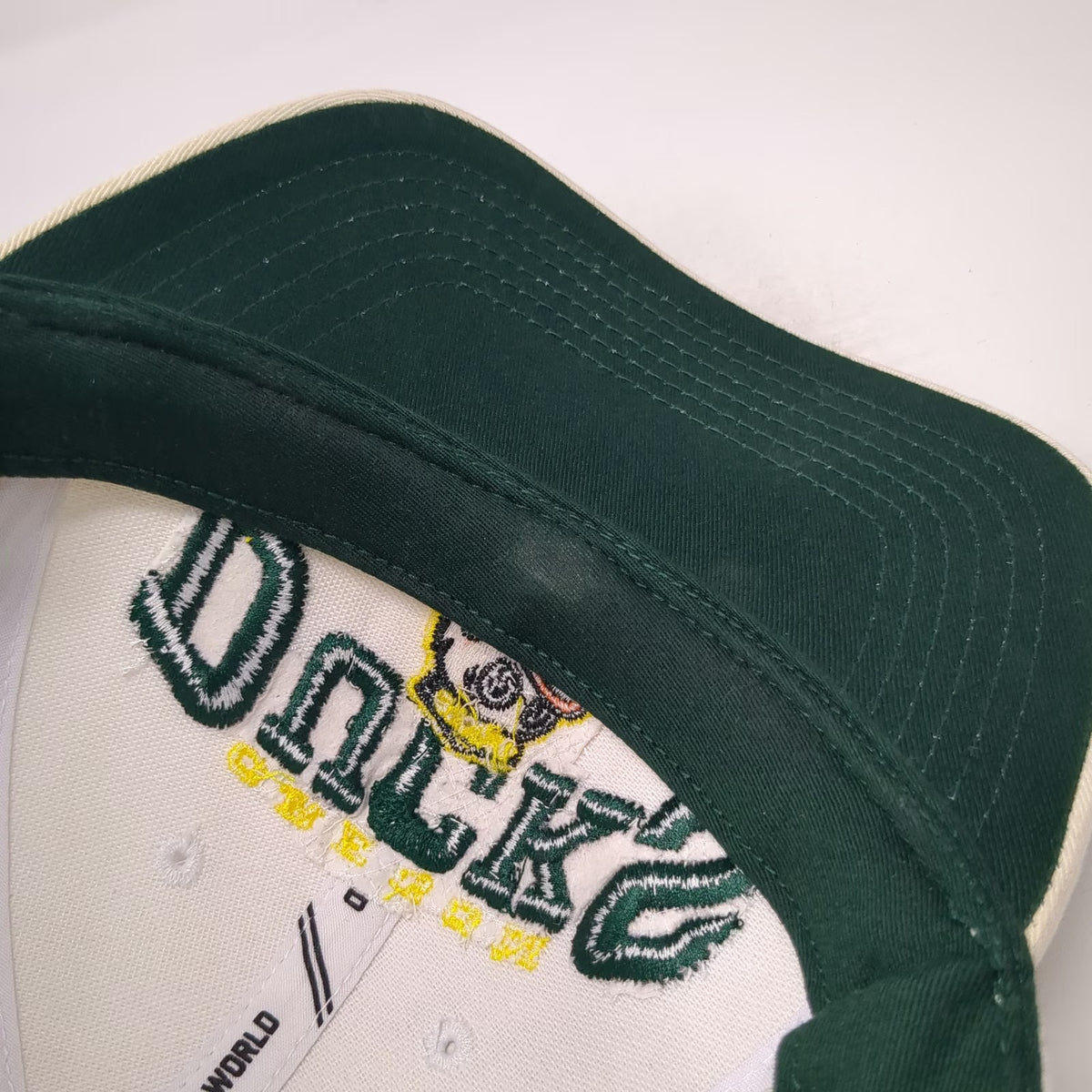 Oregon Ducks NCAA Top of the World Snapback Hat White Green Yellow One Size Logo