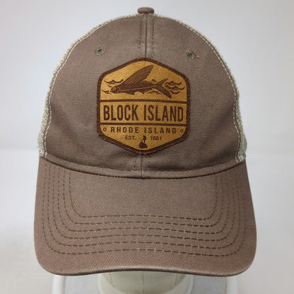 Sportsman Baseball Cap Brown One Size Block Island Rhode Island Hat Mesh Patch