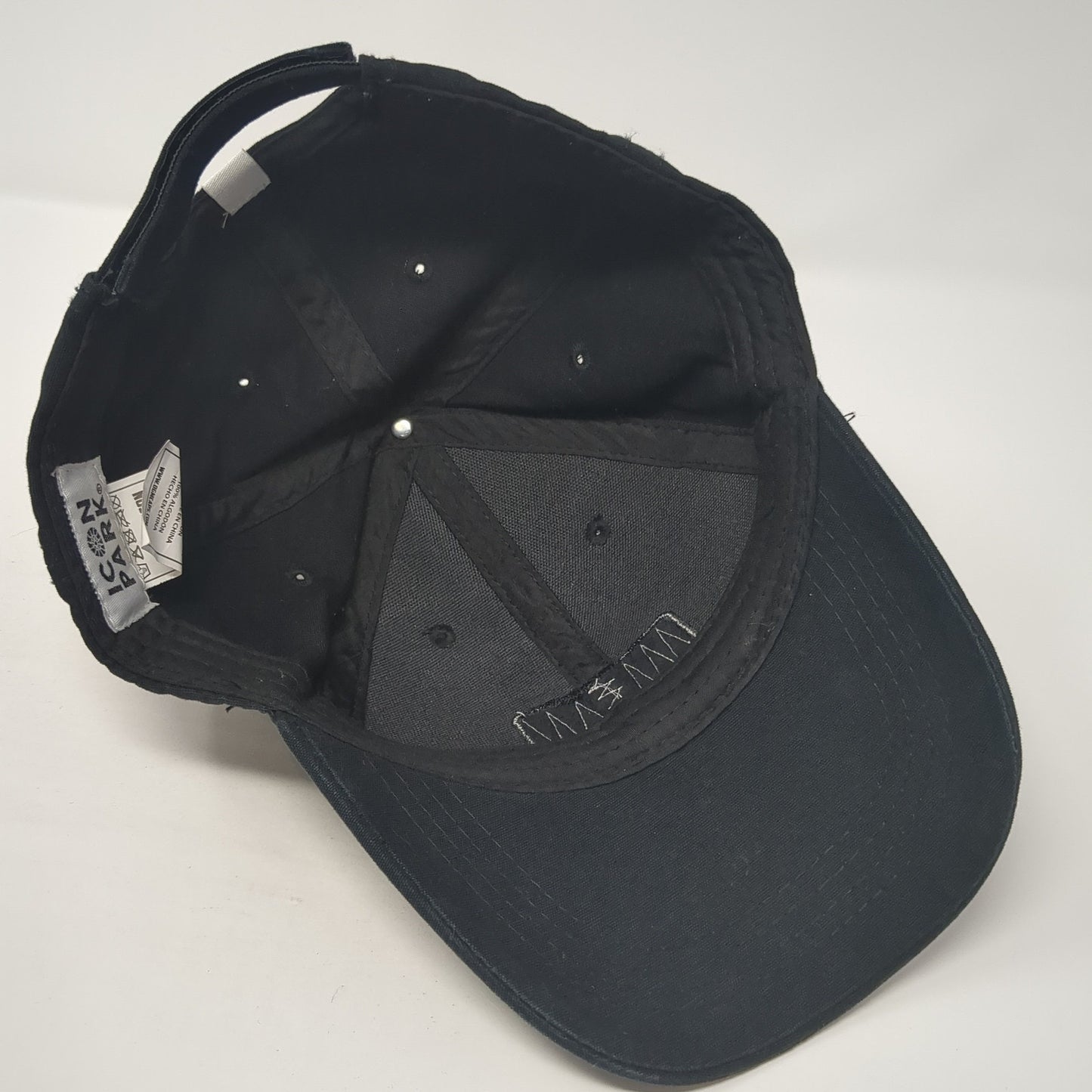 Icon Park Strapback Baseball Cap Black One Size Adjustable Embroidered 6 Panel