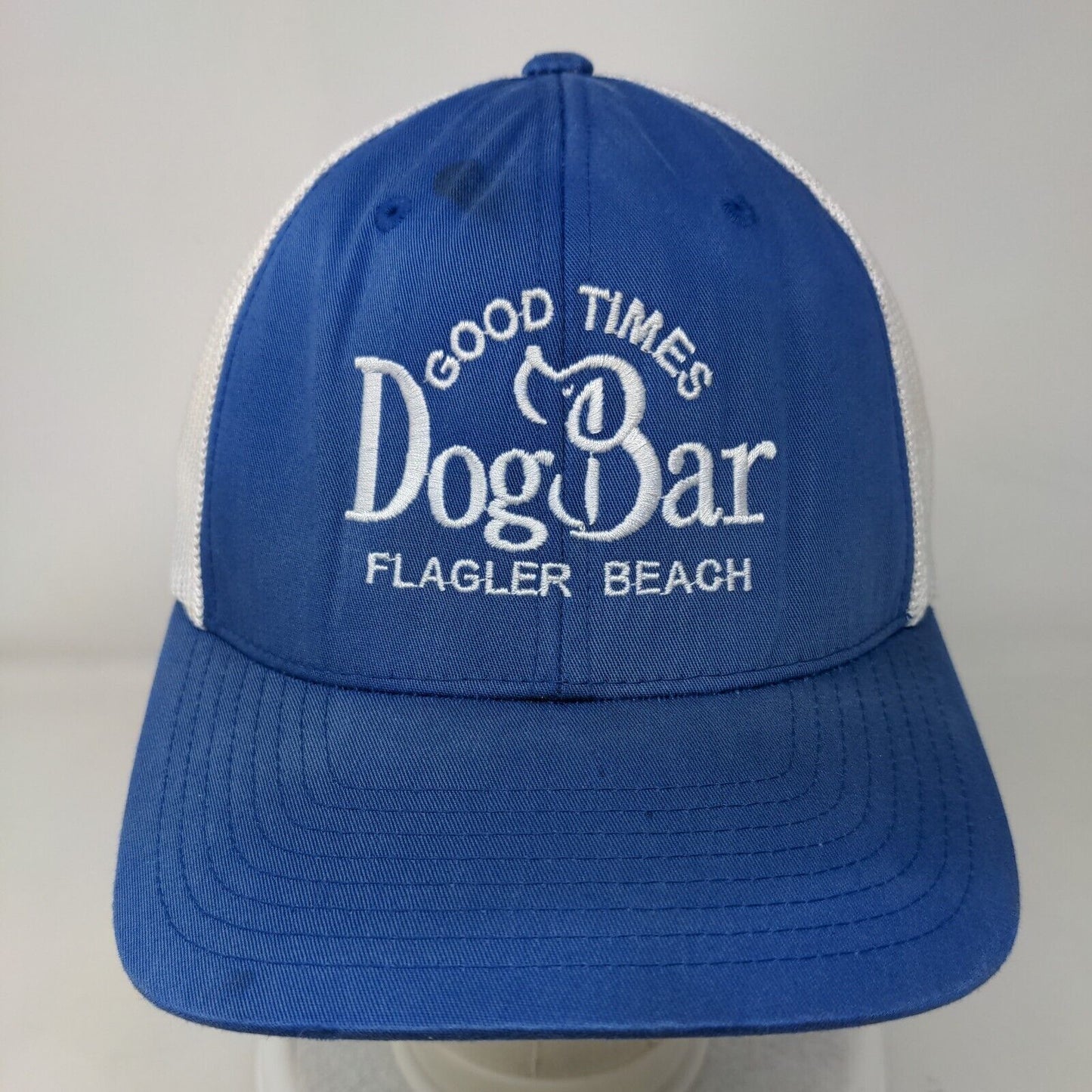 Good Times Dog Bar Fitted Mesh Back Trucker Hat Blue L/XL Colorblock