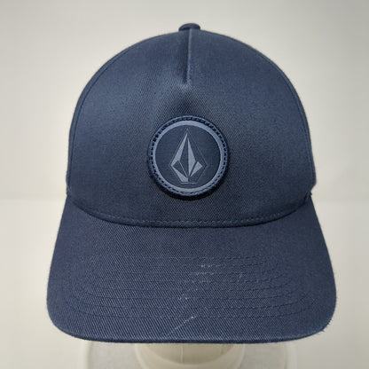 Volcom Fitted Hat Blue L/XL Flexfit Patch Logo Lightweight Vented Holes 6 Panel
