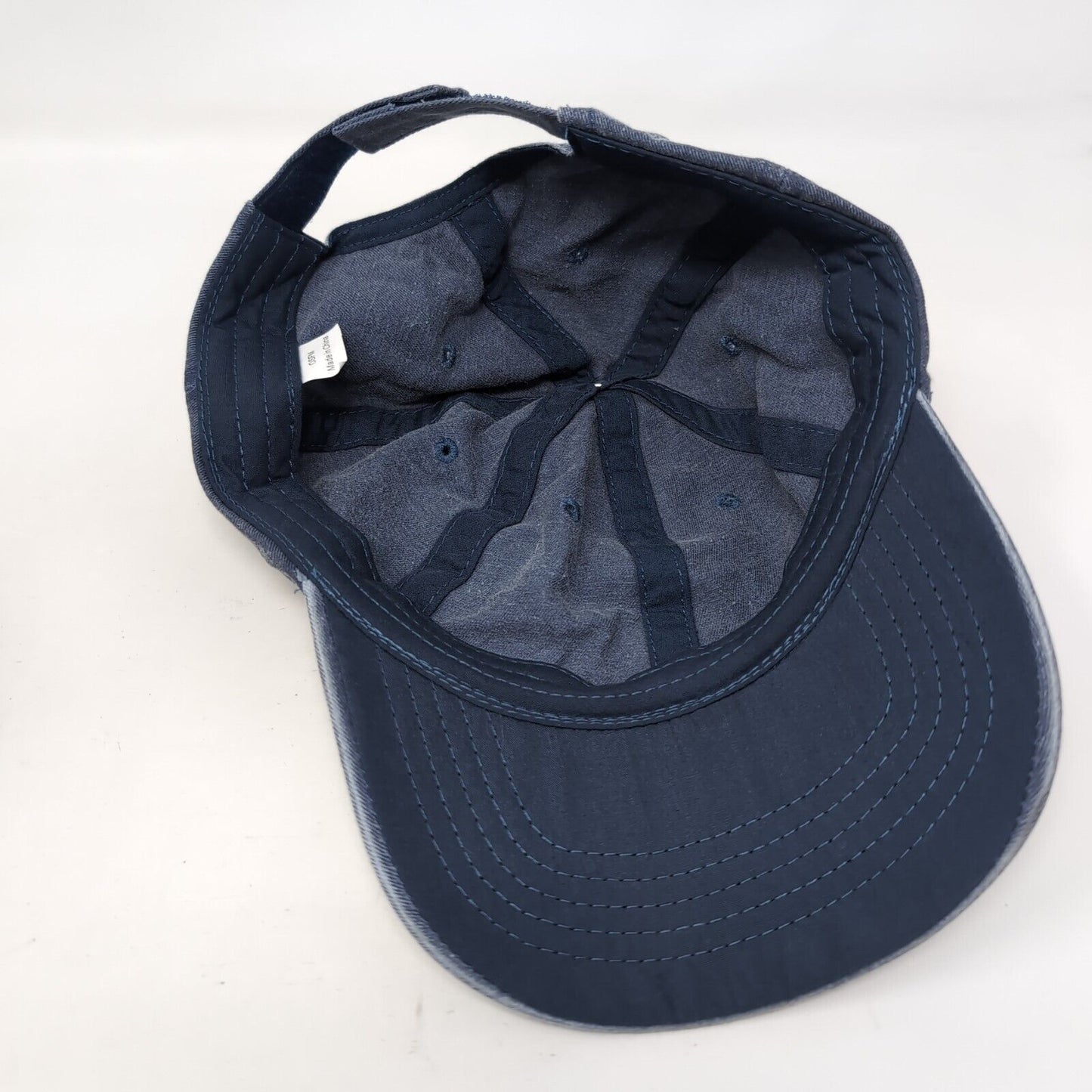 Unbranded Strapback Hat Blue OSFM Adjustable Vented Holes 6 Panel Denim Blank