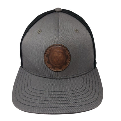 Outdoor Cap Fitted Trucker Hat Gray One Size Adjustable Leather Patch Mesh Back