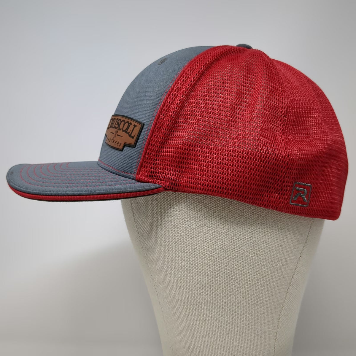 Richardson Baseball Cap Gray Red XL Driscoll Brothers Patch Mesh Back Fitted Hat
