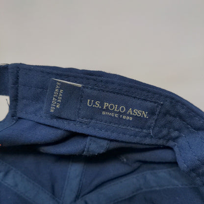 US Polo Assn. Strapback Hat Blue One Size Adjustable Embroidered Logo 6 Panel