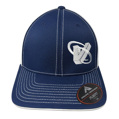 Pacific Headwear Fitted Trucker Hat Blue 6 7/8-7 3/8 Flexfit Logo