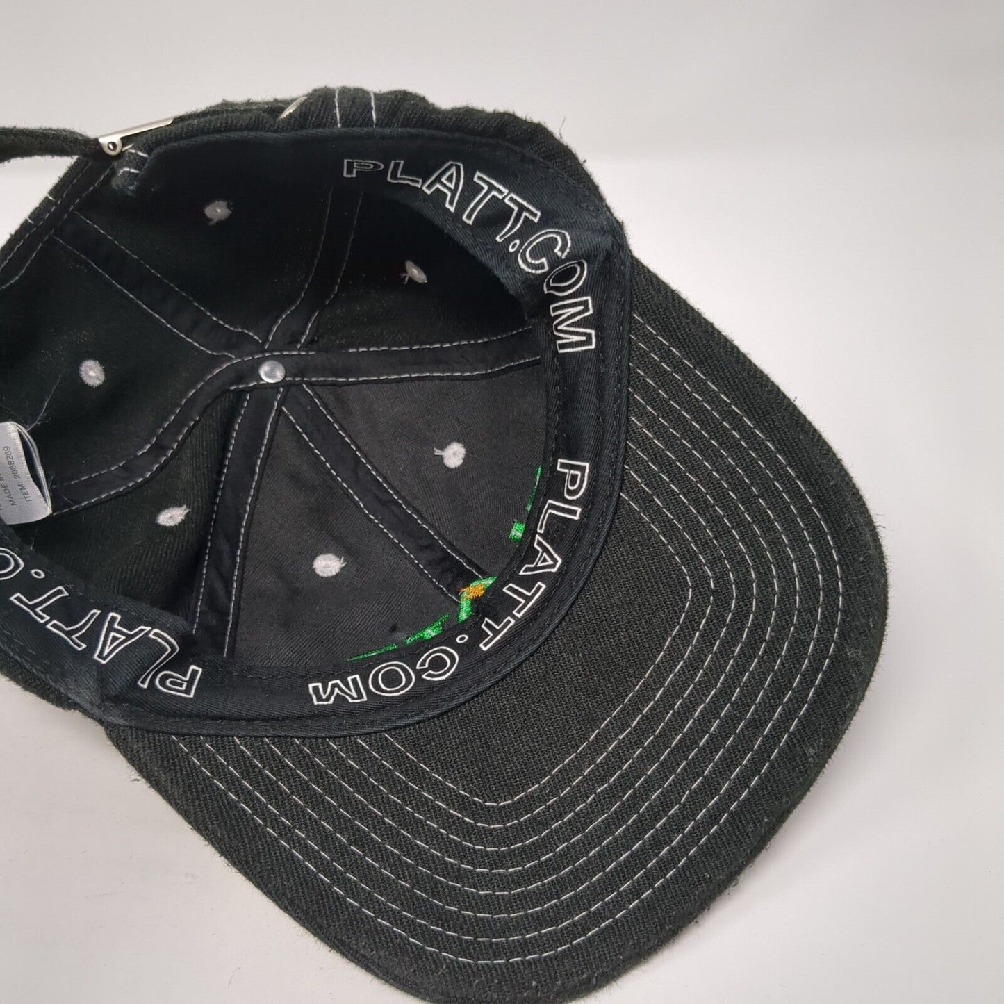 Platt Slideback Hat Black One Size Embroidered Adjustable Vent Holes
