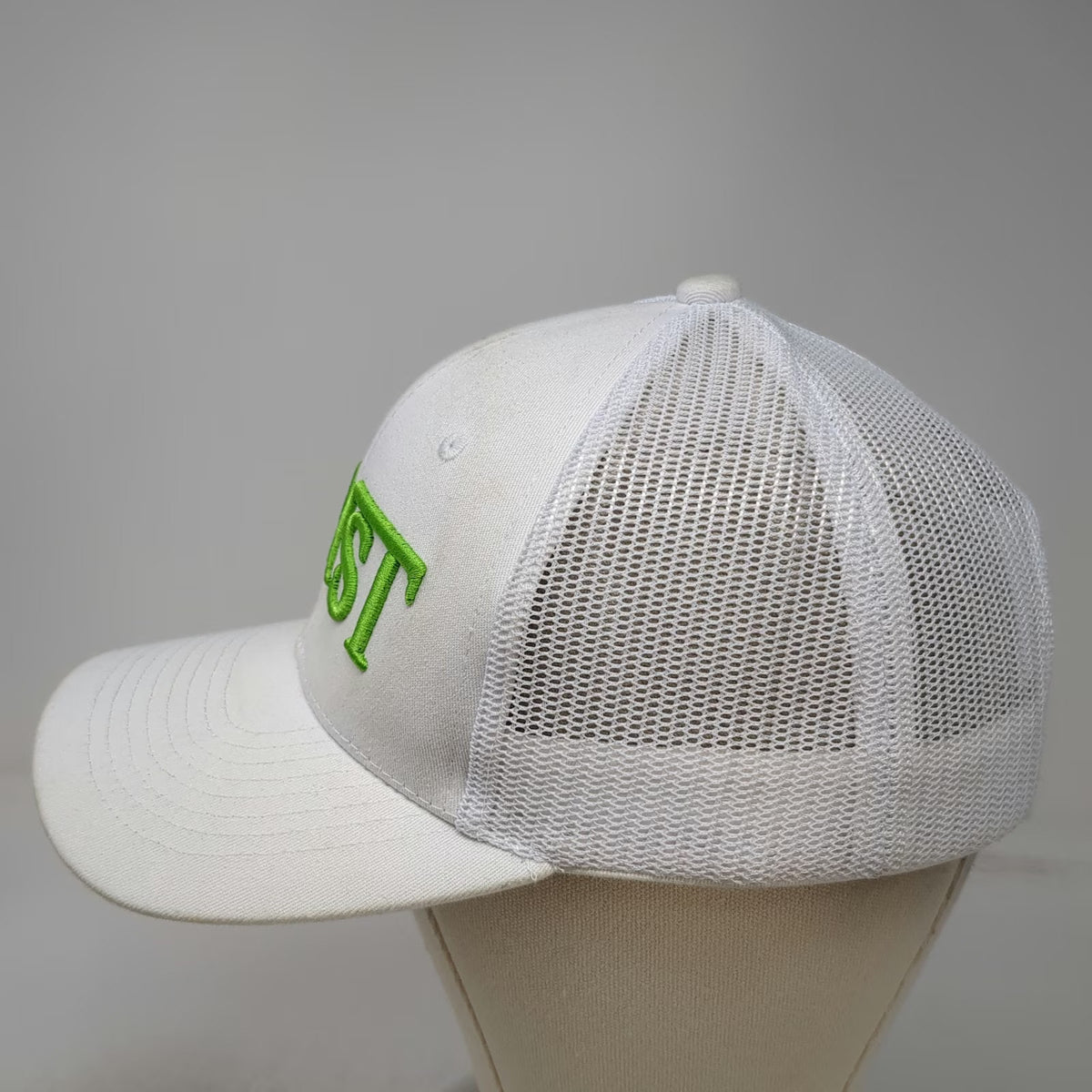 Trucker Hat White Green One Size Tryst Embroidered Logo Snapback Mesh Back