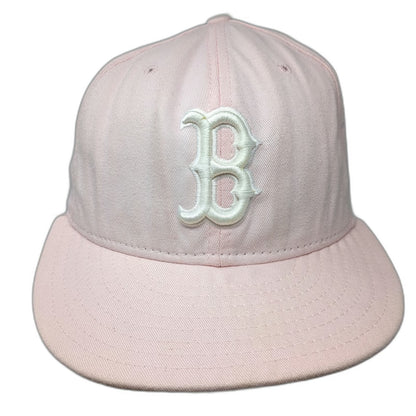 Boston Red Sox MLB New Era Baseball Cap Pink 7 Fitted Wool Hat Flat Brim Logo
